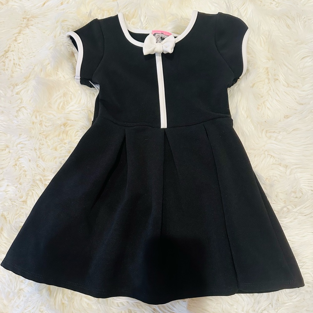 Black and White A-line Dress with Flutter Sleeves